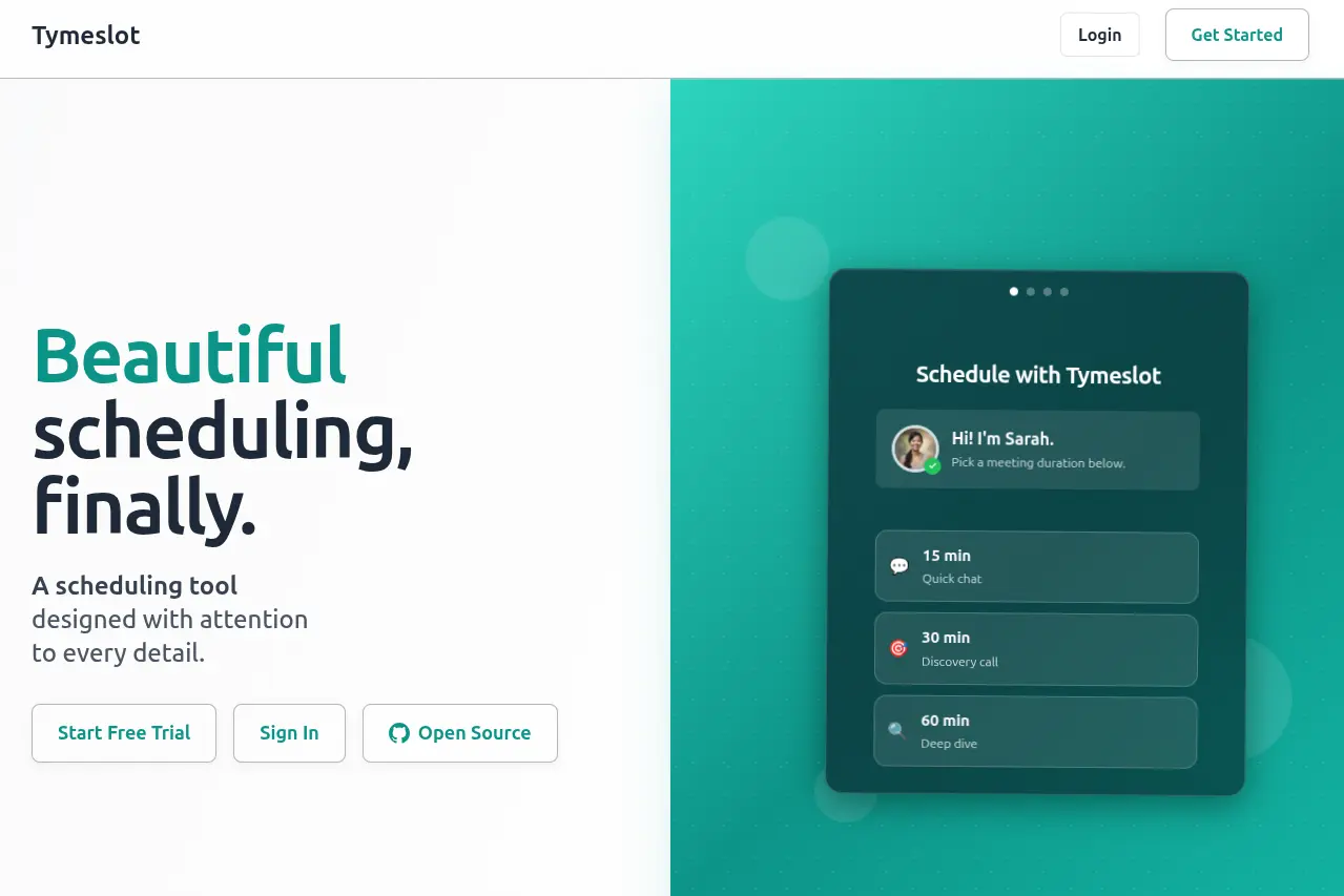 Tymeslot Platform Screenshot
